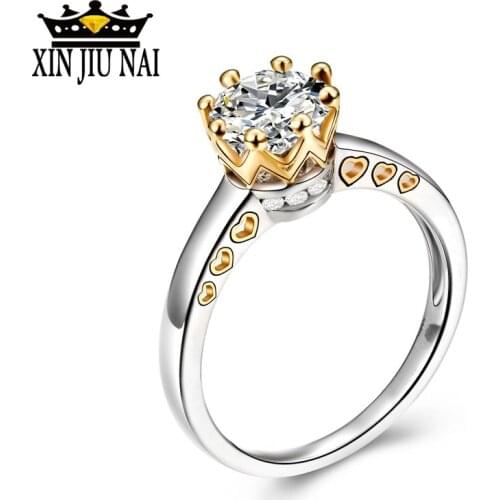Gold Classic Diamonds Hollow Heart Crown Ring Women Fashion Zircon Finger Ring Wedding Anniversary Jewelry Anel
