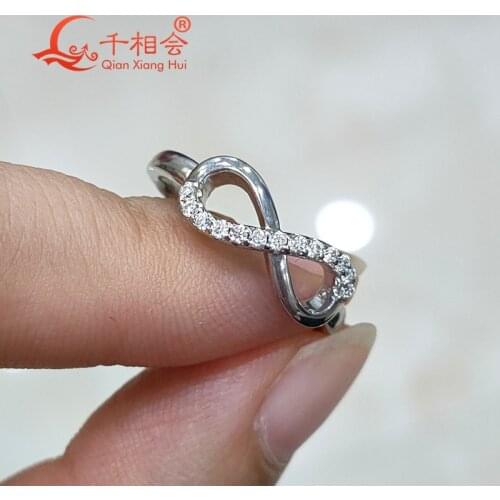1.3mm Melee white color Moissanite Diamond Silver 925 Ring Infinity Number 8 Design rings Jewelry