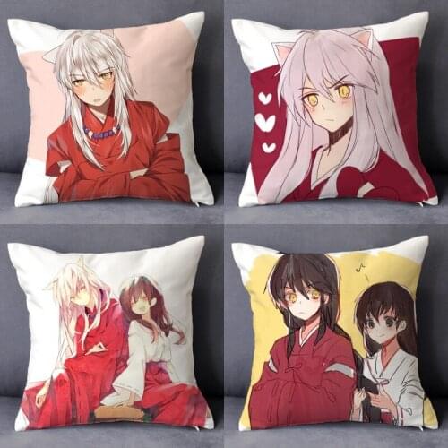 1pcs Anime Cartoon Inuyasha Kikyou Printed Plush Throw Pillow Cushion Cosplay Prop Decor for Boy Girl Gift 45cm*45cm