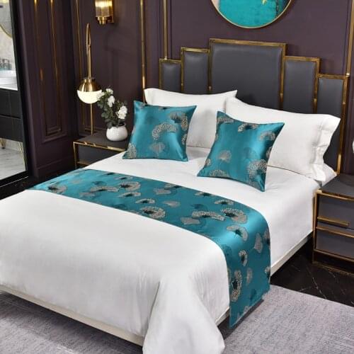 Cilected 1PC Nordic Leaf Printing Bed Runner Throw Bedding Single Queen King Bedspreads Bed Cover Towel Home Hotel Decorations