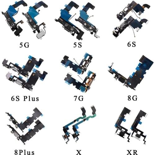 1pcs Charger Charging Port USB Dock Connector replacement For iPhone 5 5C 5S 6 6S 7 Plus Headphone Audio Jack Flex Cable