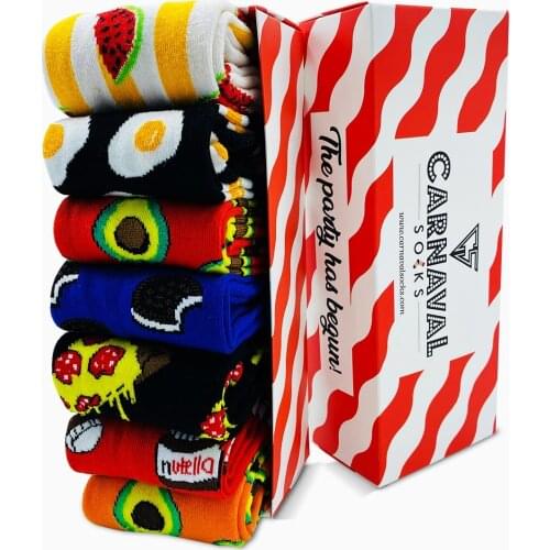 100% Cotton 7Pcs Carnaval Colorful Design Socks Set Casual Summer Fun Lycra Gym Socks With Special Boxes New Season Size 36-44