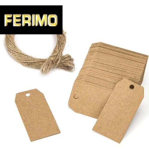 100pcs brown Kraft paper tags with hole for wedding or party decoration gift tags and Packaging Hang Tags is customized labels
