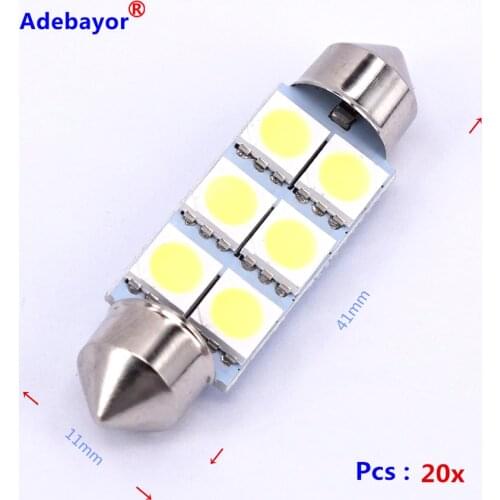 1000X 41mm 5050 6 SMD LED Car Dome Festoon Interior Light Bulb Auto Car Festoon LED Roof Light Xenon white 12V