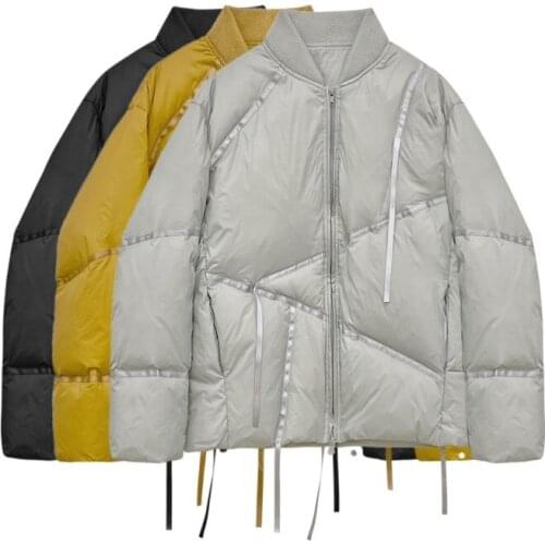 2021 Winter Womens 90% White Duck Down Coat Baseball Uniform Jacket Short Casual Parka Coat Womens Warm Zipper Snow Jacket