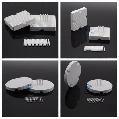 4Pcs Porcelain Ceramic Firing Trays With 20Pcs Zirconia Ceramic Pins and 20Pcs Dental Metal Pins New Combo