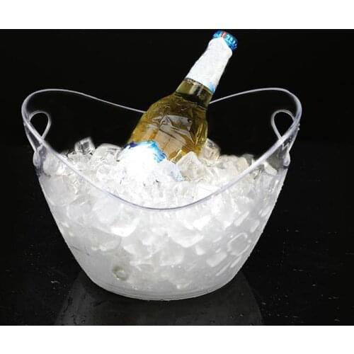 4L Transparent Plastic Ice Bucket Bar Ingot Shape Wine Trough Water Entertainment Stand Wine Holder For Wine Champagne Beer