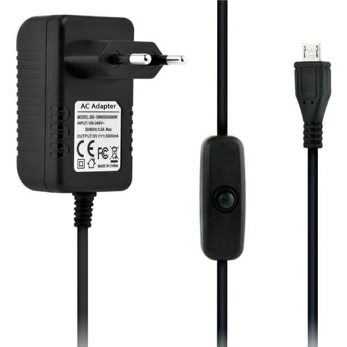 5V 3A For Raspberry Pi 3 B+ Power Supply Micro USB AC Adapter with Power On/Off Switch Switcher EU US UK AU Plug
