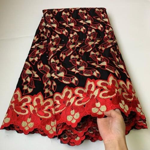 Best Quality African Cotton Lace Fabrics Embroidery in Switzerland 100% Cotton Nigeran Voile Lace Fabric For Women Dress 5yards