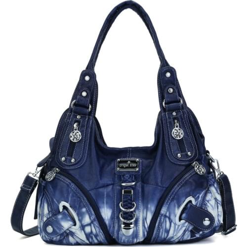 Angelkiss Brand Tie-Dyed Women Washed PU Faux Leather Handbag Unique Stylish Roomy and Soft Lady Purse