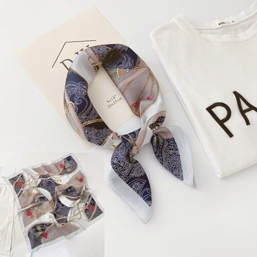 Aurdolf 2020 new scarf women printed silk square foulard ladys neck hair scarf novelty design plaid kerchief girl hair scarves