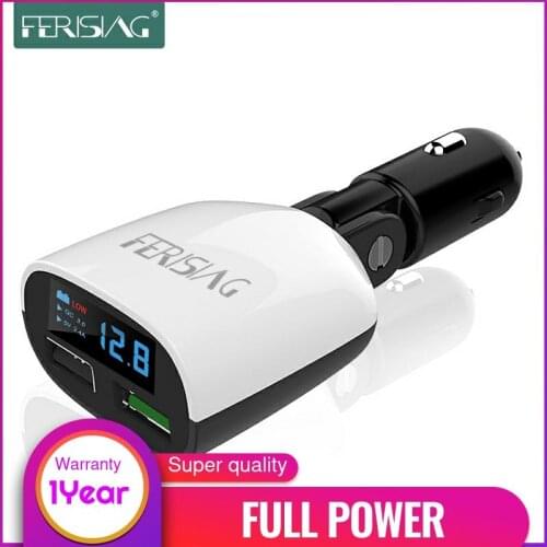 Ferising Car Charger Digital Display LED Dual Car-charger 3.4A USB Port for iPhone/iPad/Samsung/Xiaomi Phone Charging Adapter