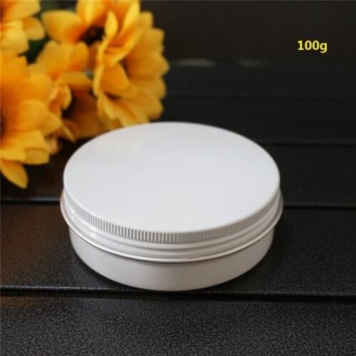 82*29mm Cosmetic White Empty Round Aluminum Box Metal Tin Cans DIY 100ml 100g Cream Containers Refillable Jar Tea Aluminum Pot