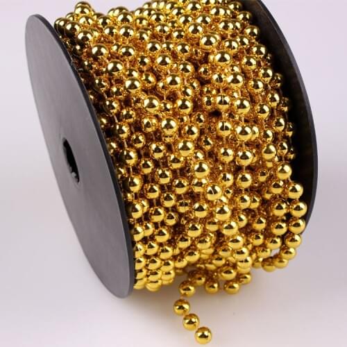 FREE SHIPPING!!! (6 Reels/lot ) 8mm X 10 yards Gold Bead TRIM , Pearls on Reel for Fashion Apparel * FREE SHIPPING BY EMS