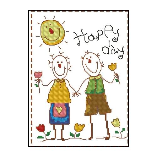FREE Shipping popular Full Set cross stitch card happy day, Valentines Gift Card, Birthday Wedding Gift