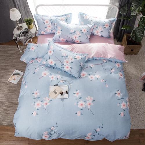 Flowers Plants Printed Duvet Cover Set Comforter Cover Bed Sheet with Pillowcases Bedding Set Bed Linens Bedclothes Home Textile