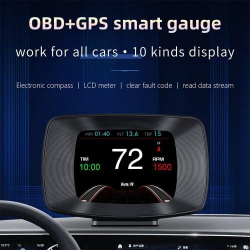 WINHONGTEK HUD Mirror Car Head up Display OBD2 Windshield Speed Projector Security Alarm Water temperature Overspeed RPM Voltage