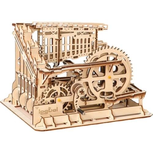 DIY Marble Run Racing Ball Zuma Mechanical Game Wooden Model Engineering Building Kits Assembly Educational Toys For Kids Adult