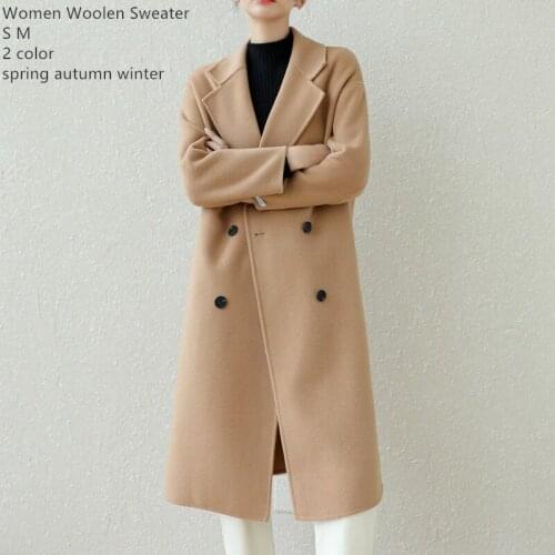 Naizaiga 100% Wool Womens double-sided uble-sided woolen coat loose thin Overcoat KSDR2
