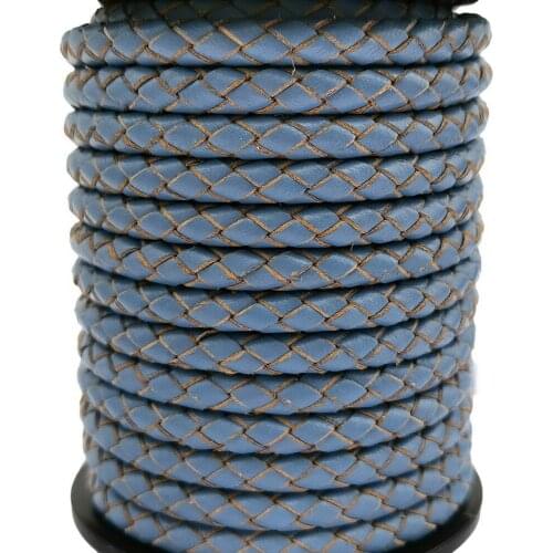 Jean Blue 6mm Braided Bolo Cord Round Leather Strap