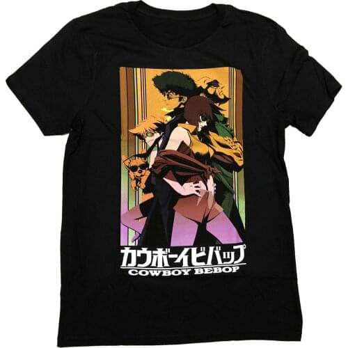 Cowboy Bebop Group Anime Adult T Shirt Men Short Sleeve Cotton T-shirt Casual Man Tee Tops Streetwear