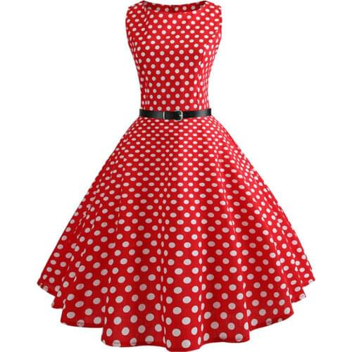 Red Polka Dot Summer Dress Women Vintage Elegant Floral Dress Evening Party Dresses Sundress Belt Vestidos Plus Size jurken