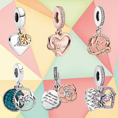 New Mothers Day 2021 Series 100% 925 Silver Glittering Mother Earth Pendant, Fashion Diy Jewelry Making Accessories For Girls