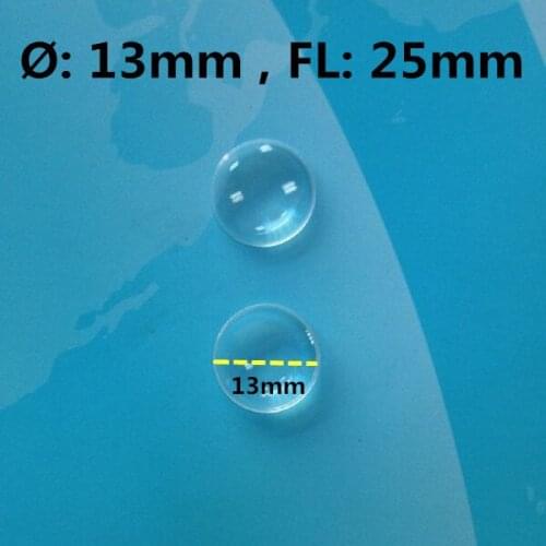 Small double convex lens diameter 13mm focal length 25mm