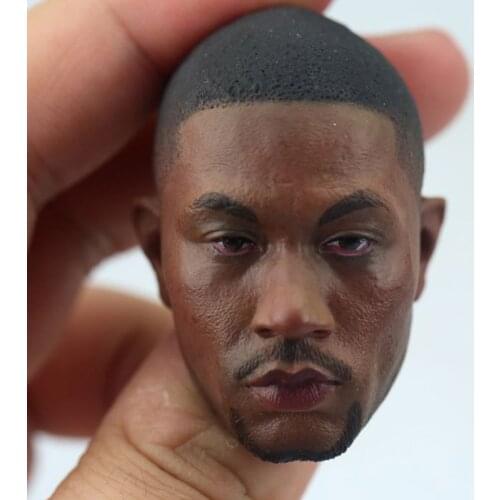 1/6 Scale Black Star Ross Head Sculpt Calm Version Bulls Basketball Head Carving Fit for 12in Tbleague M36B Black Skin Body