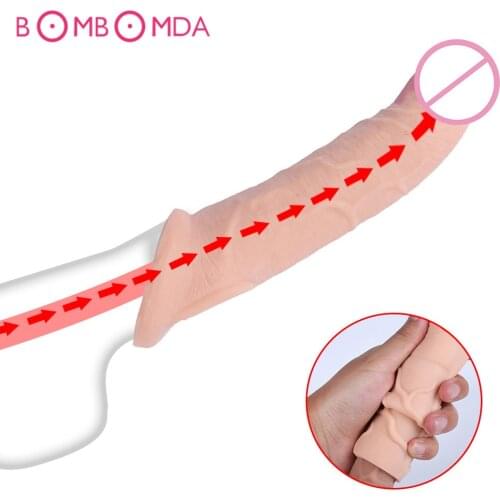 Silicone Penis Rings For Men Penis Enlargement Penis Extension Ring Sleeve Reusable Condom Delay Ejaculation Sex Toys for Men
