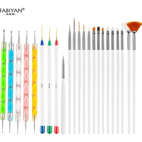 3set 23pcs Marbleizing Dot Paint Brush Design Dotting Pen Drawing Liner Brushes Nail Art Manicure Salon Nail Tools Kit