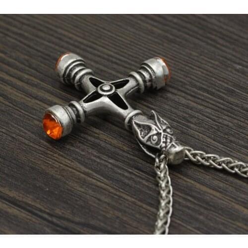 Norse Viking Wolf Knot Antique Wolf Thor Hammer Mjolnir Scandinavian Necklace Stainless Steel Chain