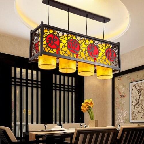 New Chinese bar Pendant Lights classic hotel club front tea reception desk welcome to square wooden Pendant Lamps ZA
