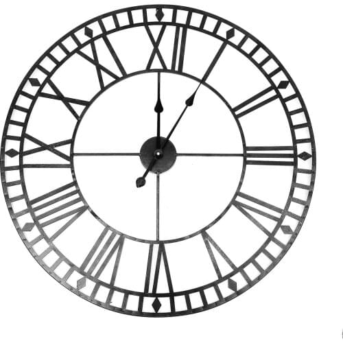 New 60cm 80cm Extra Large Modern 3D Large Retro Black Iron Art Hollow Wall Clock Roman Numerals Home Decor farmhouse decor