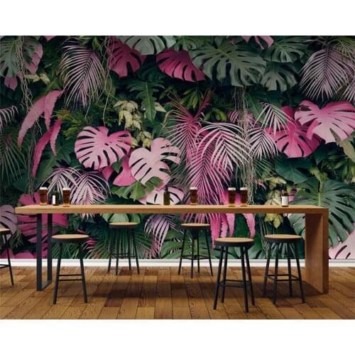 Beibehang papel de parede Custom moderne mode tapete rosa grün tropischen regenwald anlage hintergrund wand papier