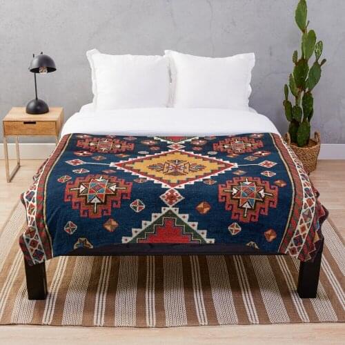 Luri Gabbeh Fars Southwest Persian Rug Print Blanket Print on Demand Decorative Sherpa Blankets for Sofa bed Gift