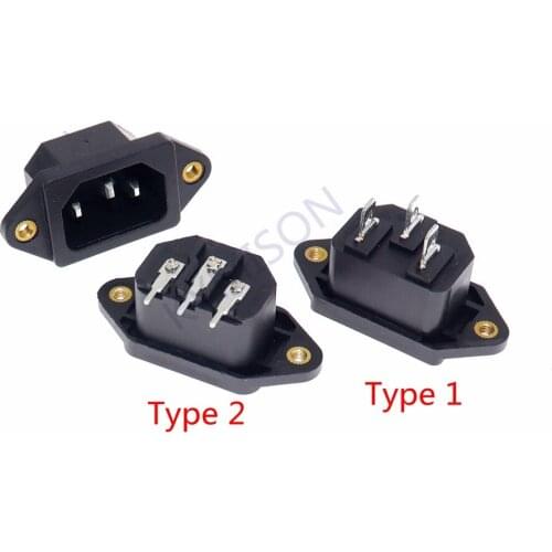 PC+Copper Right Angle 3Pin IEC 320 C14 Male Plug Panel Power Inlet Sockets with Screw on Mounting 10A for electrical motorbike