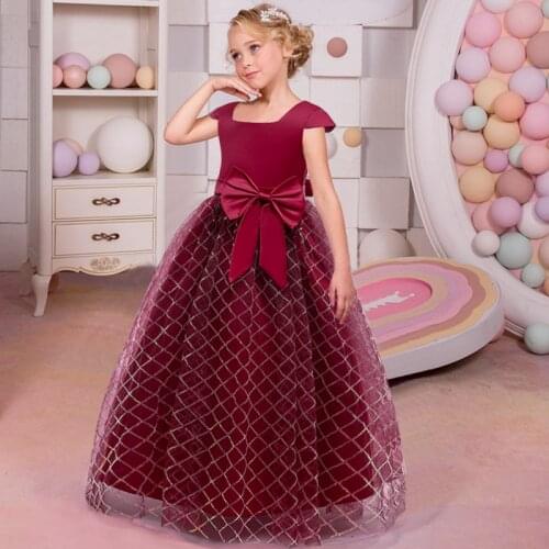 2021 Summ Plaid Dress Princess Elegant Kids Party Dress For Girls Children Costumes Long Wedding Teens Dress 10 12 Year Vestido