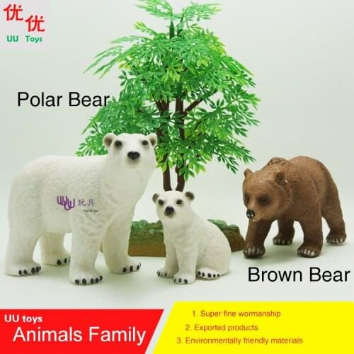 Hot toys: Polar Bear family & Brown Bear(Grizzly Bear) pack Simulation model Animals kids toys children educational props