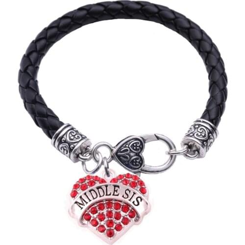 Attractive Jewelry For Women Leather Chain Charm Bracelet MIDDLE SIS Written Fashion Gift Zinc Alloy Dropshipping