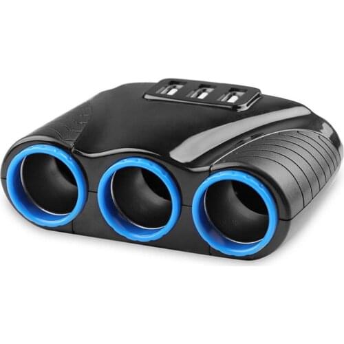 120W Dual USB Output 3 port Car Cigarette Socket Lighter Splitter Charger fast charge charger Power Adapter for car large truck