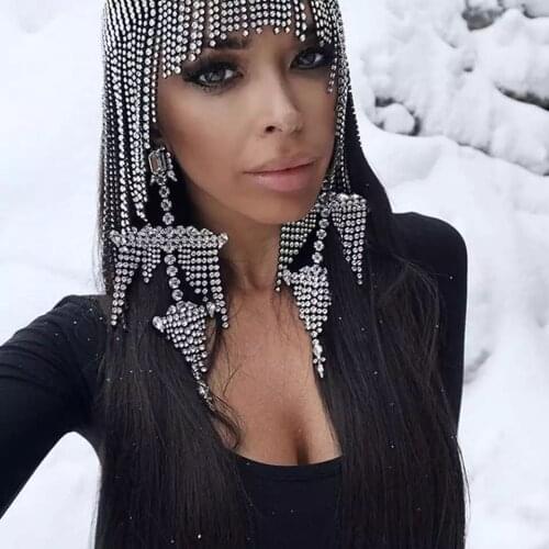 Bohemian Luxury Rhinestone Big Earrings Bling Crystal Tassel Long Earrings Fashion Wedding India Pendant Earrings Bridal Jewelry