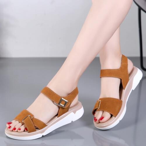 Cow Suede Leather Shoes Woman Sandals Summer Open Toe Beach Sandals Women Sports Sandalias Light Luxury Ladies Flipflop Male