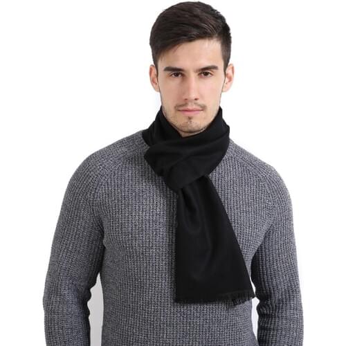 Autumn Winter Warm Soft Mens Scarf Fashion Simple Solid Cashmere Scarves High Quality Men Gray Black Red Neckcherif Scarf Wraps