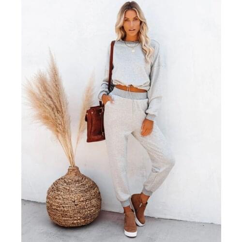 Two Pieces Sets Tracksuit 2021 autumn winter new temperament commuter solid leisure drawstring short sweater trousers suit