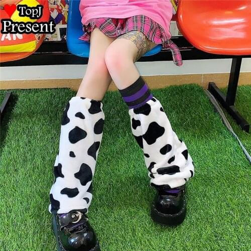 Women girl cow Print leg warmers Women Knee warmer Leg Warmers Winter Slim Gothic Hip-hop Punk Rock Socks Stocking cover