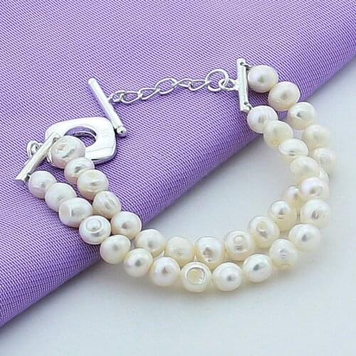 Luxury Brand New 925 Silver Charm Bracelet Fashion Natural Freshwater Pearl Bracelet Women Female Best Gift