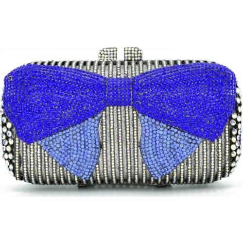 Studded jeweled blue clutch Wedding Bridal purse Luxury Diamond Evening Bags Lady Gold clutch Women Crystal Party shoulder Bags
