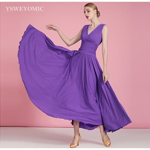 2020 New Style V-neck ballroom dance dress dance ballroom waltz dresses practise dancing full-skirted dress For Women