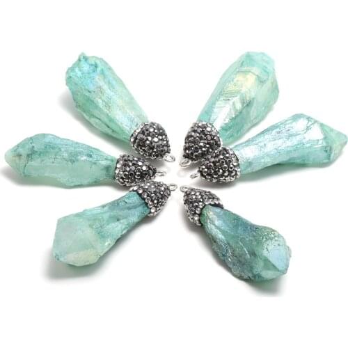 1PC Natural Stone Crystal Necklace Pendant Irregular Natural Crystal Pendant for Jewelry Making DIY Necklace Size 10x30-15x40mm